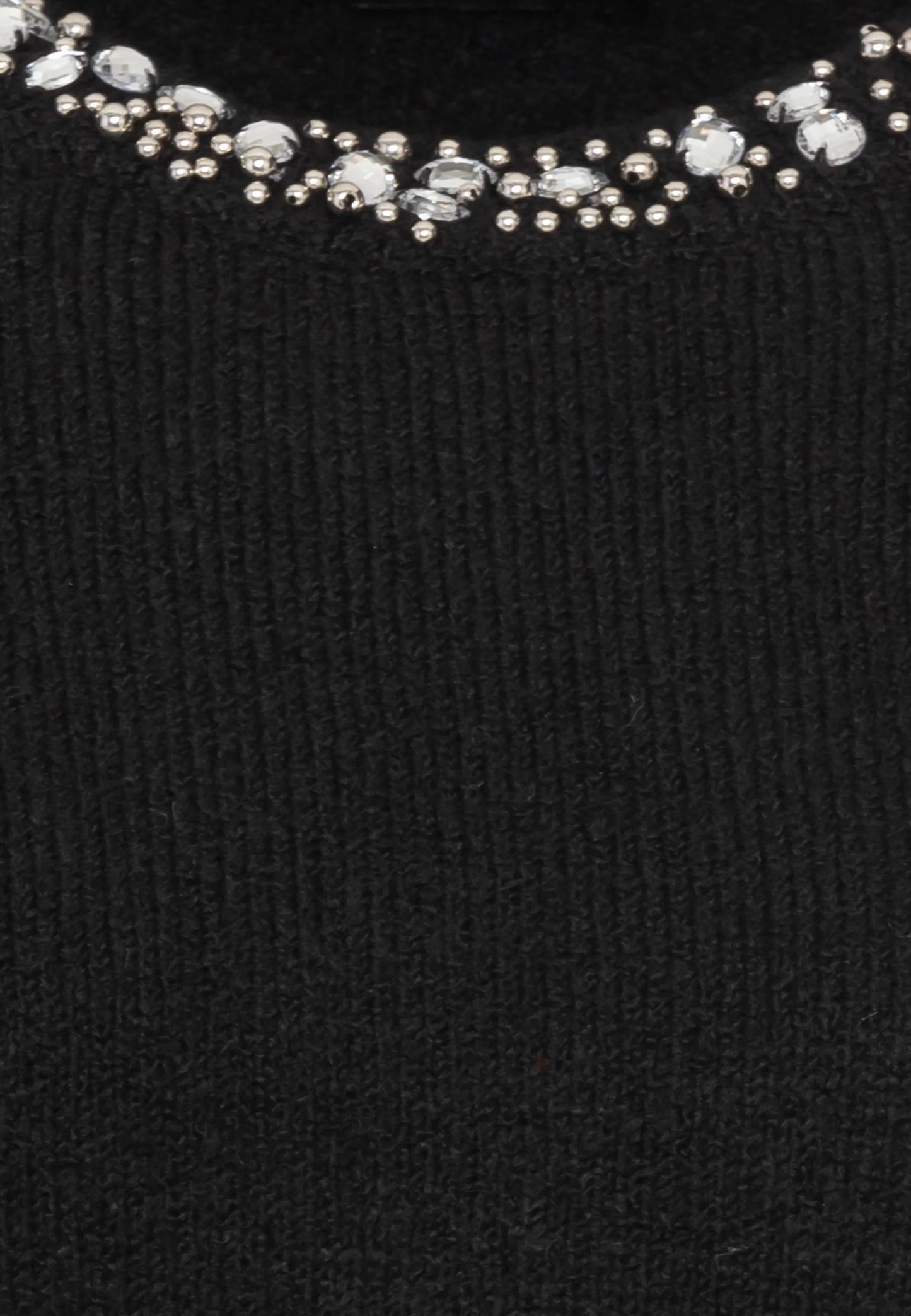 Black Knit Sweater with Pearl Detail