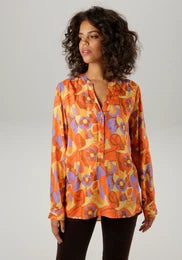 Aniston Casual Graphic Print Blouse – Boho Longline Floral Top