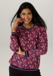 Aniston Retro Print Blouse – Colorful Geometric Long-Sleeve Top