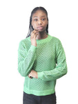 Textured Green Knit Pullover – Modern Geometric Sweater