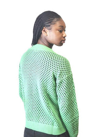 Textured Green Knit Pullover – Modern Geometric Sweater