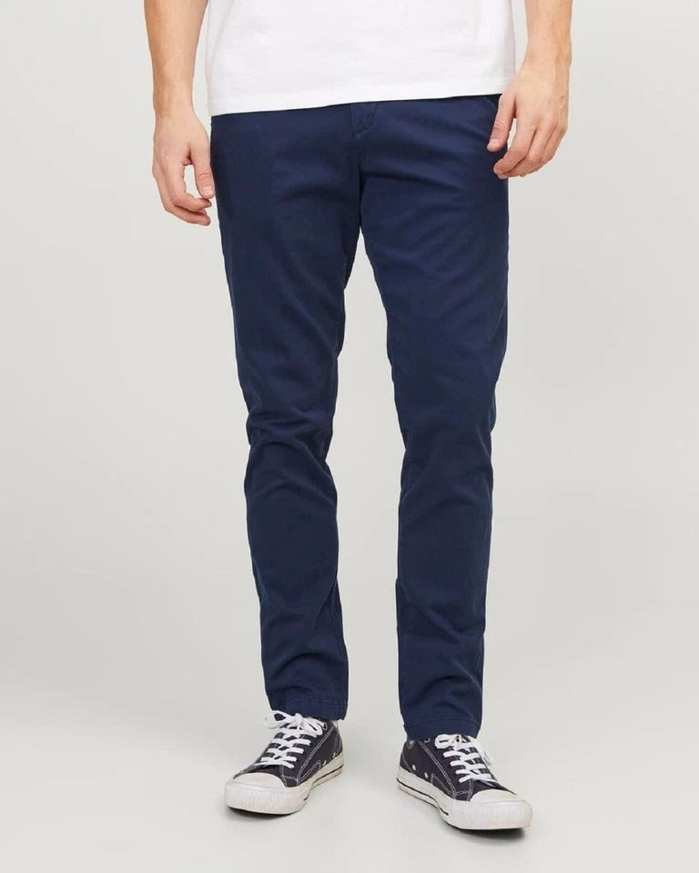 Schmal geschnittene Chino-Hose – Marineblau