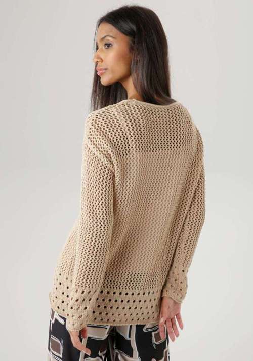 Aniston Selected Openwork Knit Sweater – Lightweight Net-Look Design