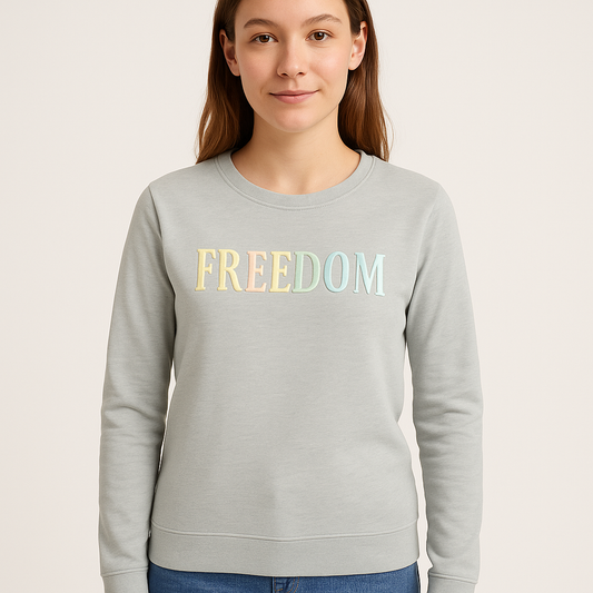 Pastellfarbenes FREEDOM Sweatshirt – Hellgrau
