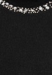 Schwarzer Strickpullover mit Perlenverzierung